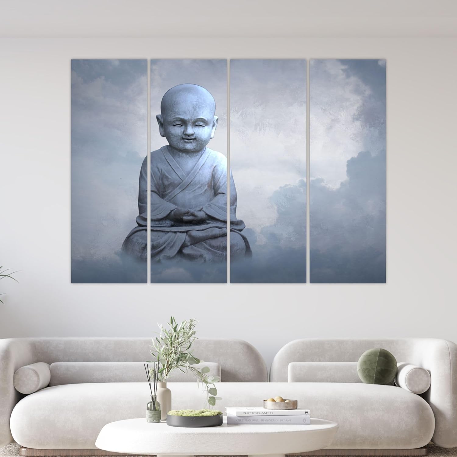 inep-b0cghymkyd-four-panel-buddha-tiful-wall-art-set-arranged-on-a-living-room-wall,-ready-to-hang-hooks-visible..jpg